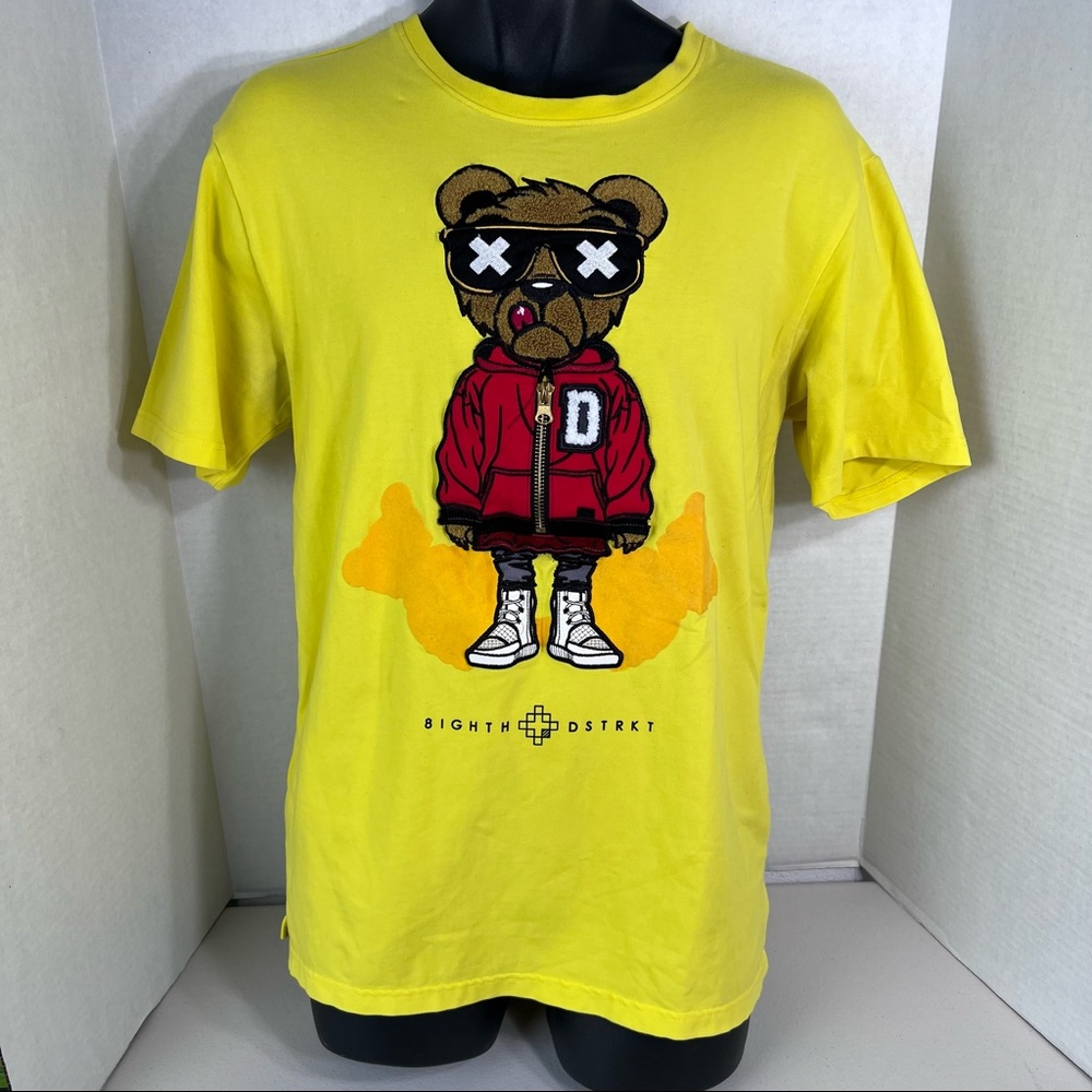 8ighth Dstrkt T Shirt Yellow Bear wearing Zipper Hoodie Large